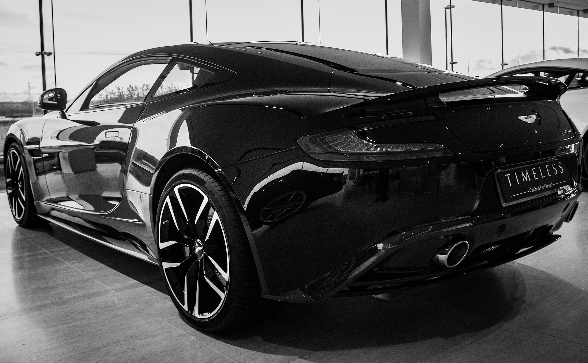 The rear end of an Aston Martin vehicle